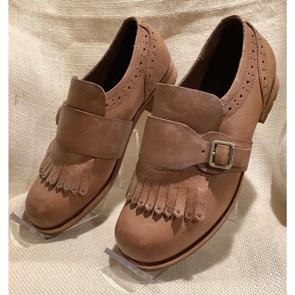 KORK EASE women’s Sz 7 brown leather wing tip Bailee Kiltie slip on loafer shoes